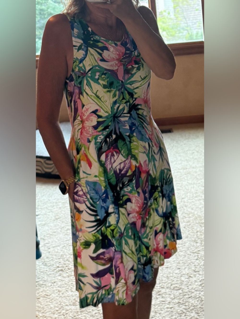 Cupio White Multi Tropical Sleeveless Dress